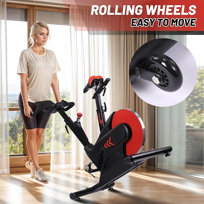 Exercise Bike, Magnetic Indoor Cycling Bike with 28Lbs Flywheel & Smart Resistance, 276LBS Capacity Stationary Bike with LCD Monitor, IPad Mount & App Connectivity
