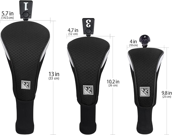 BIG TEETH Lightweight Mesh Golf Driver Headcovers Golf Fairway Wood Hybird Head Covers Club Protecter Putter Cover Full Black for All Black