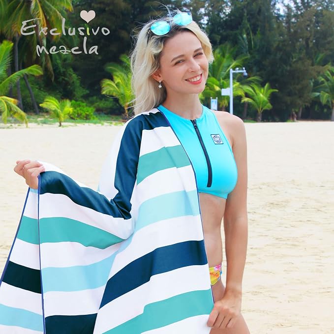 Exclusivo Mezcla 4 Pack Microfiber Quick Dry Beach Towels, Large Lightweight Sandfree Pool Towels for Swimming Camping Travel with Bag (Multi, 30x60 Inches)