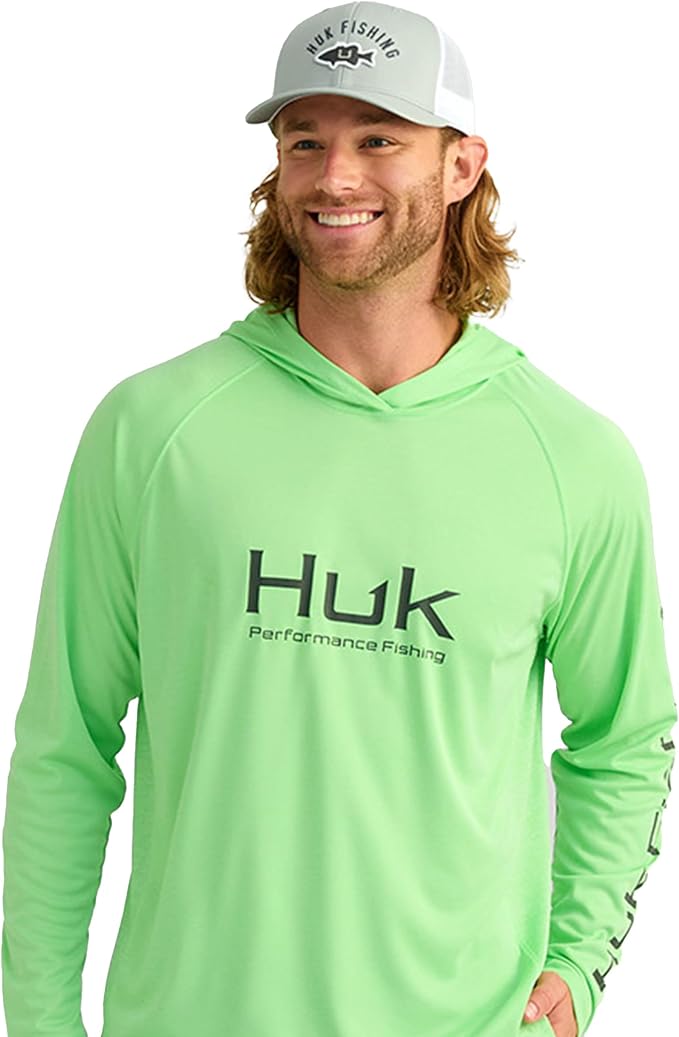 HUK Mens Pursuit Vented Long Sleeve Hoodie, Fishing Shirt with Hood