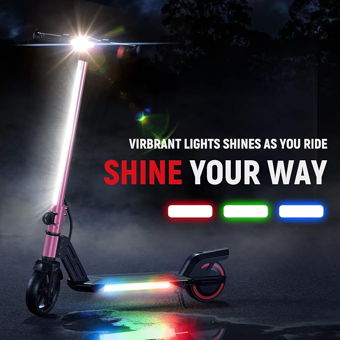 Foldable Electric Scooter for Kids, with Bright Front LED Lights,Shining Pedal, LED Display, Dual Brakes 150W Motor Kids Electric Scooter, UL2272 Certified