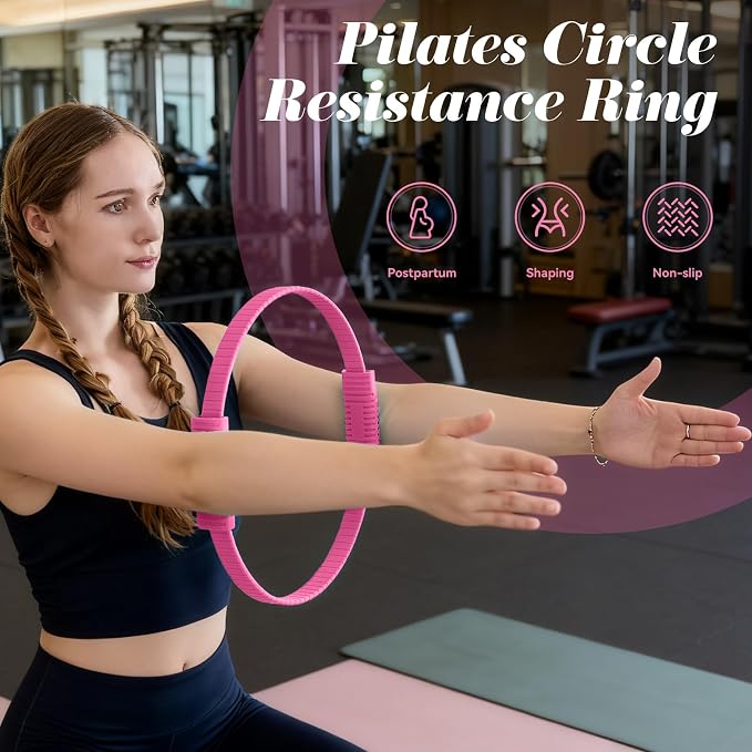 SUBCULTUREPICK Pilates Ring, Silicone Magic Pilates Rings, Lightweight & Durable Flexible Fitness Circle Exercise Equipment for Toning Arms, Thighs,Legs, Core,Yoga & Physical Therapy
