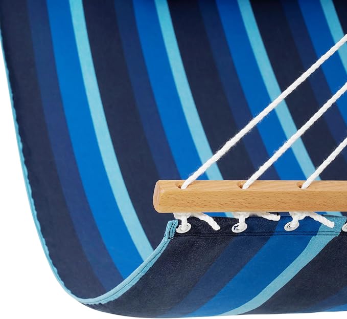 Lazy Daze Hammocks 12 FT Sunbrella Fabric Hammock Non-Fading with Spreader Bars and Free Pillow Fits for 2 Persons, All Weather and Fade Resistant for Patio Yard, 450 lbs Capacity, Gateway Indigo