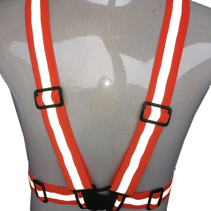 zojo Reflective Vest | Lightweight, Adjustable & Elastic | Safety & High Visibility for Running, Jogging, Walking,Cycling | Fits Outdoor Clothing (Pack of 10, Neon Orange)