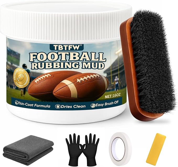TBTFW 16 Oz Football Rubbing Mud Kit, Including Brush, Cloth, Gloves-Enhance Grip and Deepen Leather Color, Make The New Ball Shine Brightly, Suitable for Various Competitions