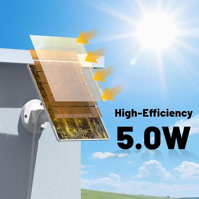 5W Solar Panel Charger Compatible with Arlo Pro 5S/Pro 4/Pro 3/Ultra/Ultra 2/Go 2 Camera, Solar Panels Charging with 13.1ft Waterproof Charging Cable,360° Adjustable Wall Mount, 2 Pack