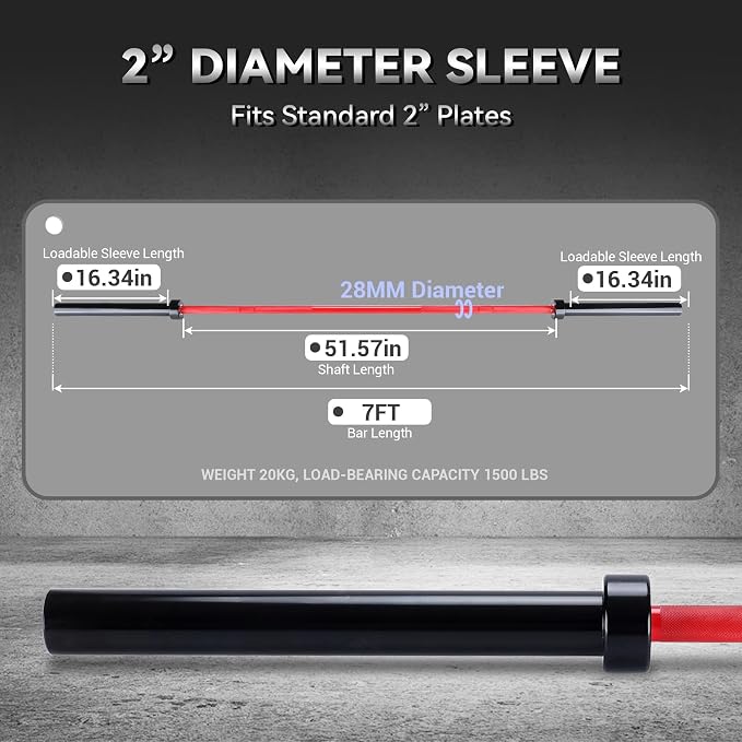 GaveeLife Olympic Barbell Bar for Weightlifting - 7FT Heavy Duty (1500LB/700LB), 4FT Short (500LB), 4FT EZ Curl Bar - Weight Bar Fit 2” Standard Weights - Home Gym Strength Training