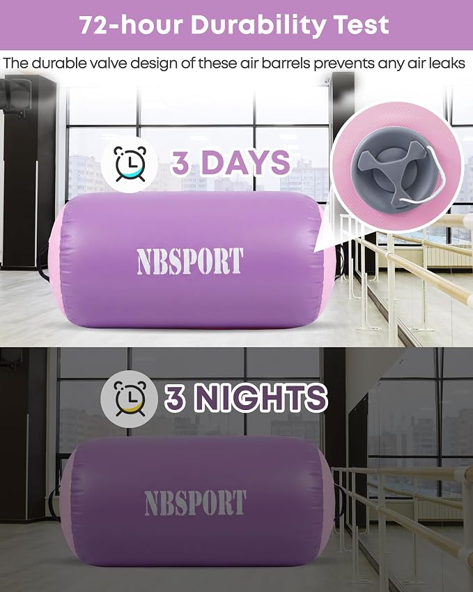 Air Barrel - Air Roller Gymnastics Barrel for Back Handspring Trainer, Air Tumble Mat with Pump for Gym Training/Yoga Balance Exercise/Cheerleading/Home and Outdoor Use