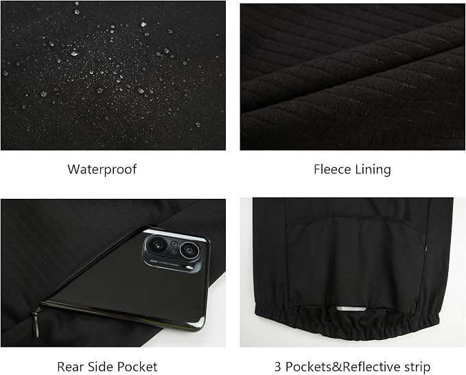 Men's Thermal Fleece Cycling Vest Windproof Waterproof Outerwear Cycling Jersey Bike Gilet Sleeveless Bicycle Jacket