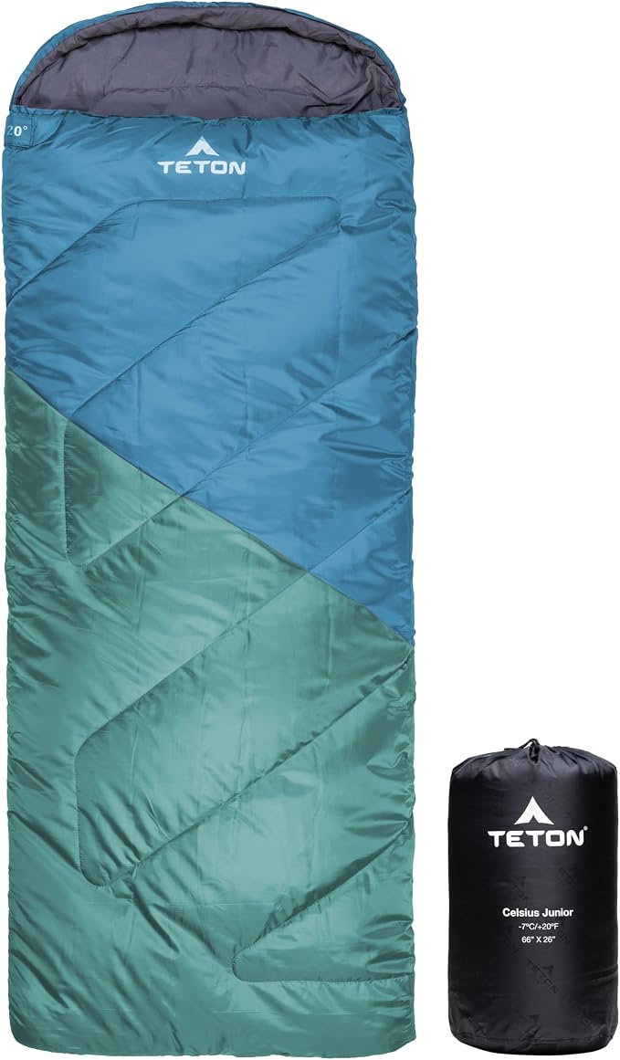 Teton Junior, 20 Degree and 0 Degree Sleeping Bags. Finally, Sleeping Bag for Boys, Girls, All Kids, Warm and Comfortable, for All Camping Weather and Built to Last