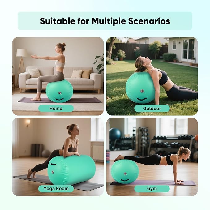 Inflatable Gymnastics Air Roller Tumbling Barrel with Electric Pump for Back Handspring Training and Cheerleading Home Use Gymnastics Equipment Air Track Tumble Mat