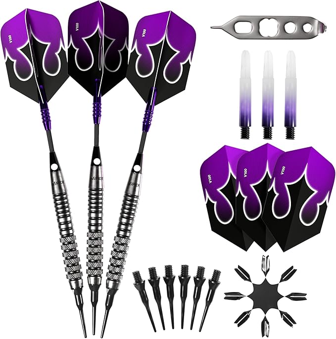 Viper Shot King Soft Tip Darts, 80% Tungsten 20 Grams, Professional Darts Plastic Tip Dart Set for Electronic Dartboard, Includes Nomad Case and Dart Accessories