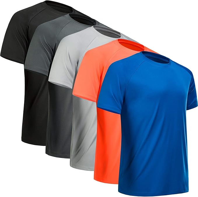 Workout Shirts for Men Short Sleeve Quick Dry Athletic Gym Active T Shirt Moisture Wicking