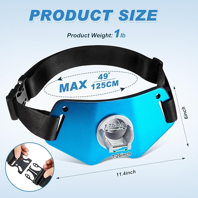 Leyndo Adjustable Fishing Belt with Aluminum Rod Holder, Padded Waist Support for Fighting Fish, Saltwater Shore Boat Fishing Gear for Men Adults