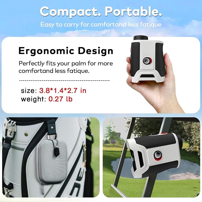 Golf Range Finder with Slope, 1200 Yards Rechargeable Range Finder Golf, 7X Magnification, Flag Lock Vibration, Magnetic Mount,±0.5 Yard Accuracy, Waterproof, Ideal for Golfing & Hunting