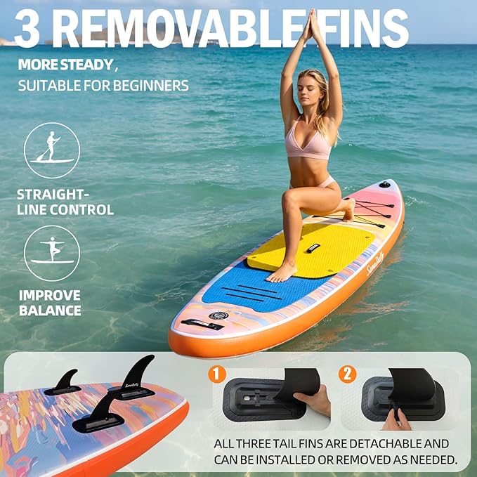 Inflatable Stand Up Paddle Board - Ultra Stable Wide Paddle Boards of All Skill Levels, Full-Color Gradient Design, Anti-Slip EVA Deck with Premium Accessories