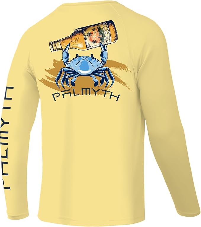 Palmyth Fishing Shirts for Men Long Sleeve UPF 50+ T Shirt Sun Protection | Quick Dry, Sun Protection, Myth-Cool Fabric, Fish Print, Moisture Wicking, Stretchy, Breathable, Fishing,Boating,Outdoor Wear