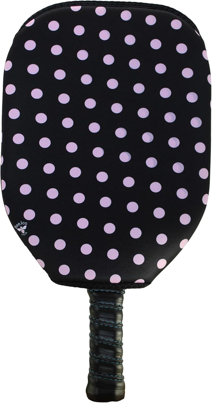 BeeJos Women's Polka Dot Collections: Premium Slip-On Pickleball Paddle Cover-Fits Standard Size Paddles-Zipperless (Paddle not Included) 6 Color Variations