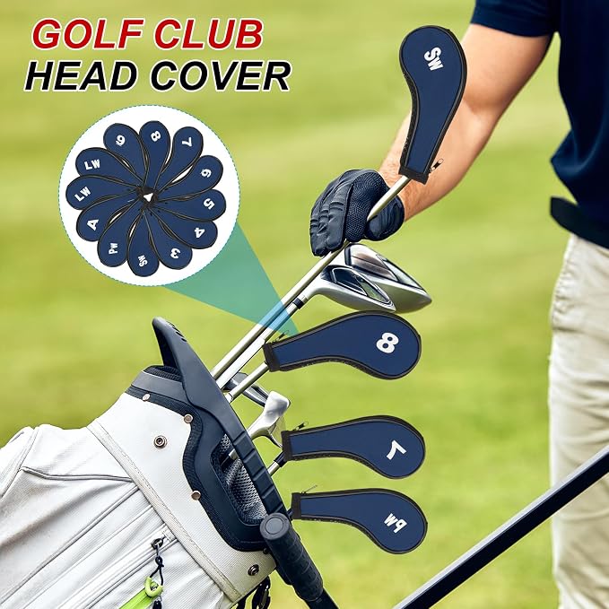 PATIKIL Golf Club Head Cover, Number Golf Club Irons Covers Neoprene Driver Headcover Golf Lovers Gifts