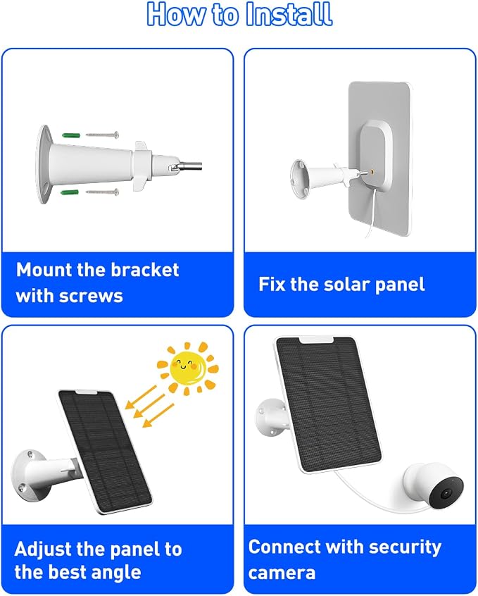 Premium Solar Panel for Google Nest Camera, 5W Camera Solar Panel Power for Google Nest Cam Outdoor & Indoor (Battery Version), Special Made for Google Nest Cam, IP65 Waterproof, w/ 13ft Cable, 2 Pack