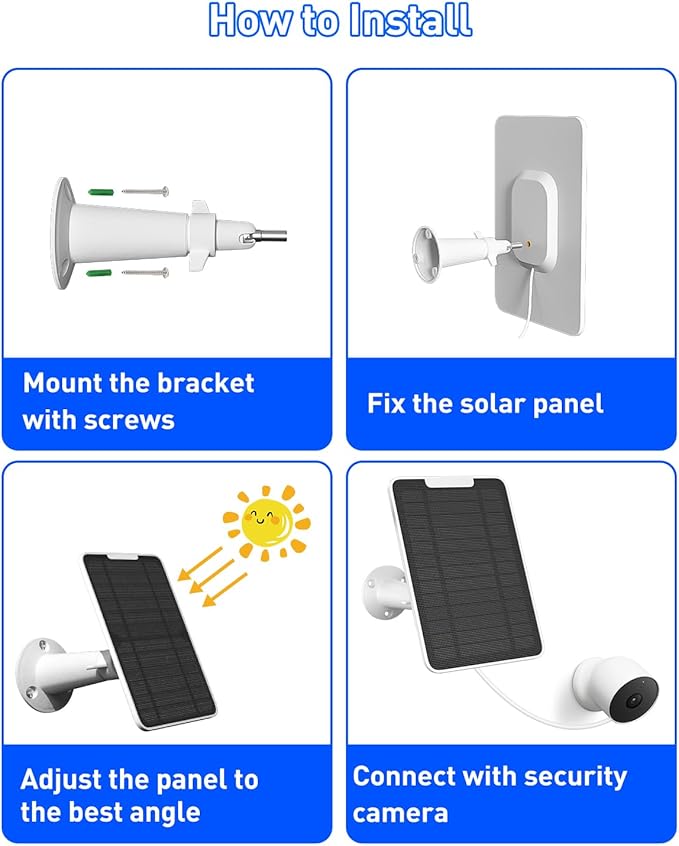 Premium Solar Panel for Google Nest Camera, 5W Camera Solar Panel Power for Google Nest Cam Outdoor & Indoor (Battery Version), Special Made for Google Nest Cam, IP65 Waterproof, w/ 13ft Cable, 1 Pack