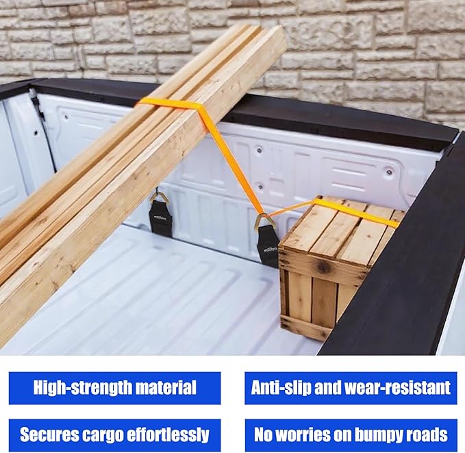 EZ Truck Bed Strap Anchor - Can Easily Secures Your Ratchet Straps - Heavy-Duty Tie Down Anchors for Most Truck Bed & Tailgate Tie Downs (4 Pack)