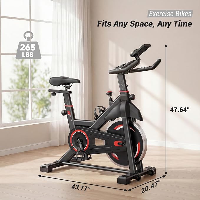 OLIXIS Exercise Bike with APP Control, Brake Pad Stationary Bikes with Quiet Magnetic Resistance, Indoor Cycling Spin Workout Bike with 300.0 lbs Weight Capacity,Orange/Red/Blue
