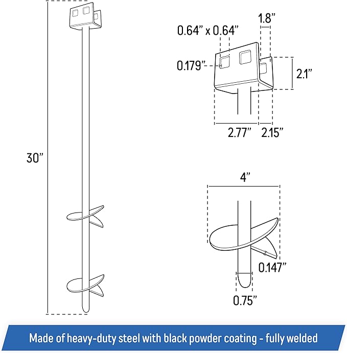 3/4" x 30" Mobile Home Double Disk Earth Auger Anchor, Heavy Duty Steel - RV, Camping, Tents, Trampolines, Deer Stands (10 Pack)