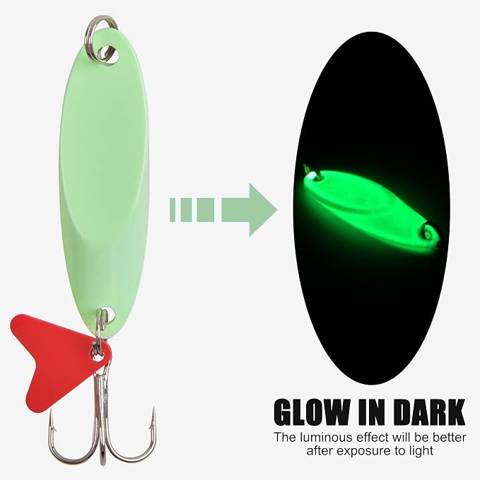 Fishing Spoons Lures, 8/10pcs Trout Spoon Lures Kit 1/5oz-2oz Hard Metal Spinner Baits for Salmon Bass Trout Pike Crappie Walleye Saltwater Freshwater Fishing Gear