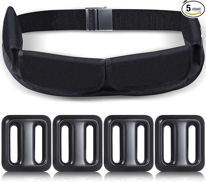 Tellegloww 4 Pcs 2.2 lb Dive Weights Belt for Scuba with 4 Pocket Zippered Scuba Weight Belt with Metal Quick Release Buckle Coated Dive Weights for Free Diving Spear Fishing Fit for Waist 32" to 52"