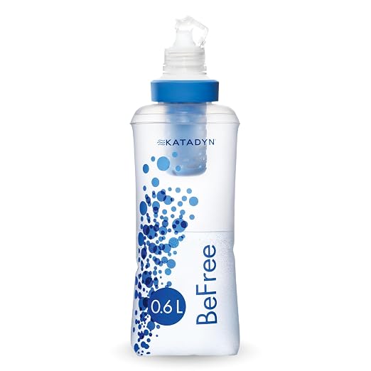 Katadyn BeFree Collapsible Water Filter Bottle 0.6L for Hiking, Trail Running & Backpacking | Ultralight 59g Squeeze Filter Removes Bacteria, Protozoa & Sediment, BPA-Free, EZ-Clean Membrane