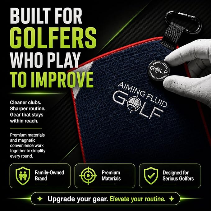 Multi-Function Magnetic Golf Towel I Wash Pocket I Magna-Anchor Technology I Waffle Pattern I Scrub Pad I (16" x 24" Blue Magnet) (Augusta, 16" x 24" Stubby)