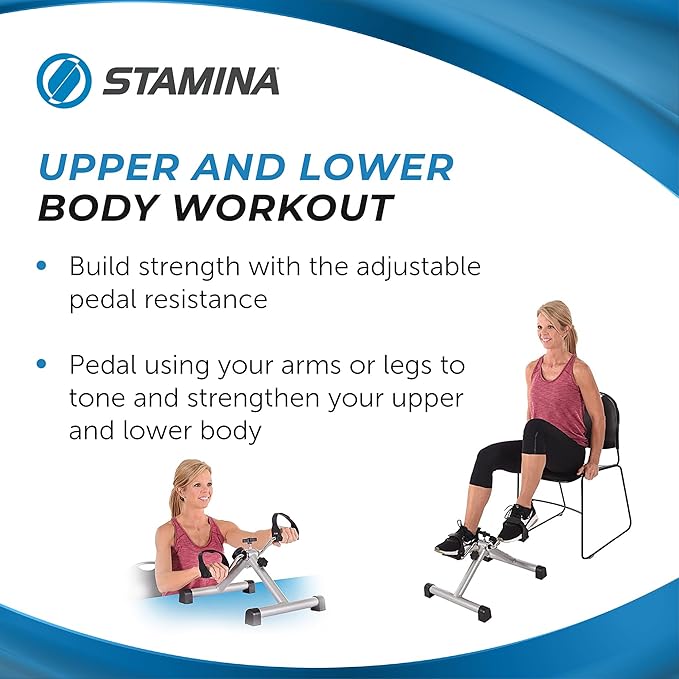 Stamina InStride Cycle XL - Folding Cycle Pedal Exerciser - Fitness Bike with Smart Workout App for Seated Exercise - Foldable Exercise Bike for Home Workout | fitness bike with Smart Workout App for Seated Exercise; Foldable Exercise Bike for home wor...