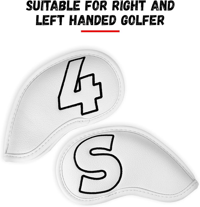 Craftsman Golf 10pcs Red No. on Both Sides Magnetic Closure Classic Black Leather Iron Headcover Covers Set Travel Cases Protector Available Custom with Name