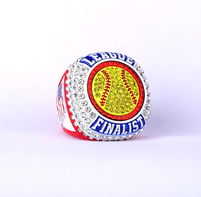12 pcs Pack League Champions Finalist Softball Championship Awards Trophy Ring Softball Team Awards Softball Players Awards Size 9.5