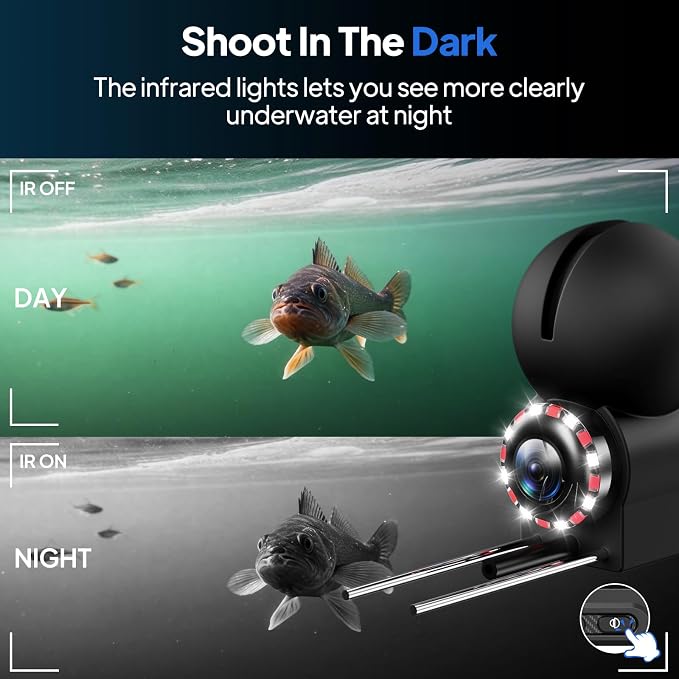 Underwater Fishing Camera, HOPEFOX Fishing Camera with Infrared Night Vision Light, 4.3" IPS Fish Finder with 65ft Cable, Upgraded HD 8 Infrared Lights Lens for Ice Lake Boat Kayak Fishing, Gift