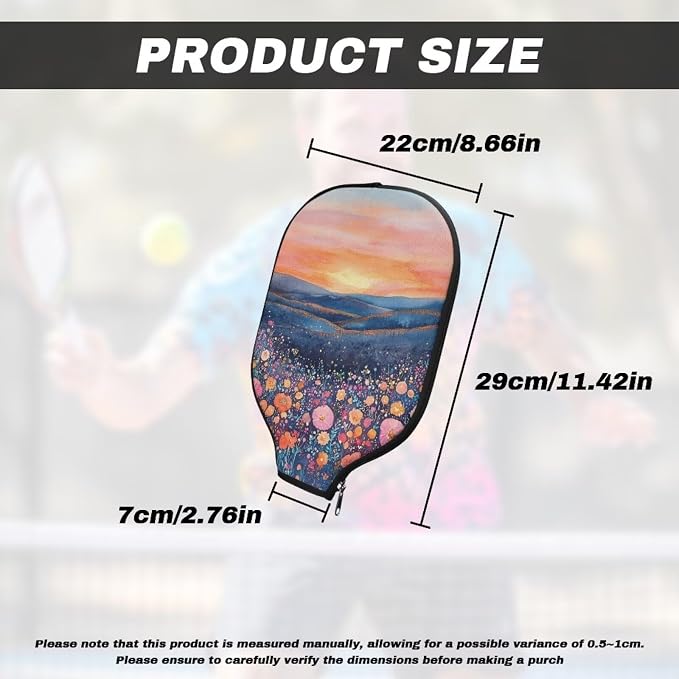 Pickleball Paddle Cover Floral 1 Pieces Pickle Ball Case Portable Pickleball Racket Carry Sleeve with Zipper Universal Paddle Storage Bag Pickleball Paddle Covers Fits Most Paddles