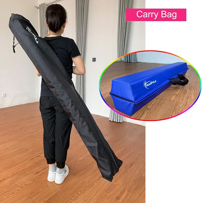 MARFULA Balance Beam - Folding Floor Gymnastics Equipment for Kids, Non Slip Base - 6 FT to 10 FT for Home Gym Use