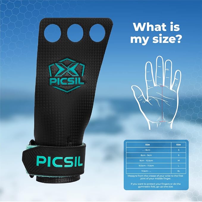 PICSIL | Falcon Grips | Grip All Surfaces and Bar Types | Use with Magnesium | Carbon Fibre Material | for Crosstrainig, WOD, Gym & Calisthenics |