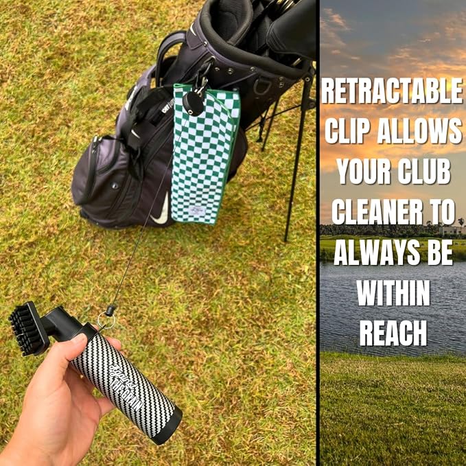 Against The Grain Golf Club Cleaning Kit - Includes Water Golf Club Brush & Microfiber Golf Towel (12"x20") Perfect Golf Bag Accessories for Men & Women Golf Gifts for Men