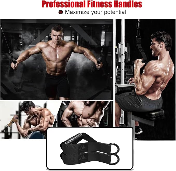 Heavy Duty Gym Workout Handles Attachment for Cable Machine,Resistance Band,Pulley System Home Exercise Equipment, Comfortable and Stronger Grip