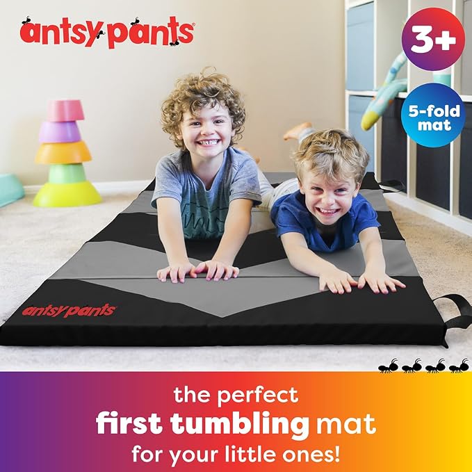 Antsy Pants Tumbling Mat for Kids – Gymnastics Mat, Easy to Clean, Sturdy, Foldable Tumbling Mats, Padded, Lightweight, Portable, Gymnastics Equipment for Active Play