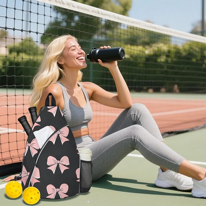 Pickleball Bag for Women Men Adjustable Crossbody Sling Backpack Hold Paddle Accessories