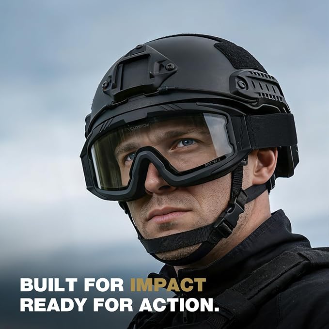 Airsoft Goggles OTG, ANSI Z87.1+ Anti-Fog Tactical Safety Goggles, Impact-Resistant Dust-Proof Eye Protection