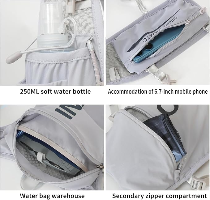 INOXTO Running Hydration Vest Backpack,Lightweight Insulated Pack with 1.5L Water Bladder Bag Daypack for Hiking Trail Running Cycling Race Marathon for Women Men