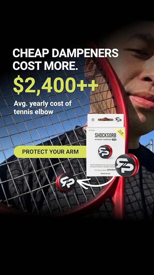 RTP Tennis Racket Vibration Dampener - ShockSorb Original or Ultrasoft V3 The Only Dampener Made for Pain Relief - Handcrafted with Patented Material Sorbothane Made in USA - 1 Pack Limited Warranty