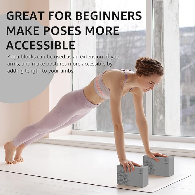 Overmont Yoga block set + cork Yoga block with strap combo