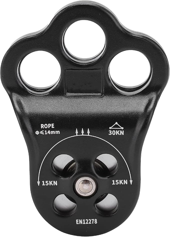 30KN Hitch Climber Pulley, Equipment 3 Hole Side Plate Pulley for Rigging Hauling Arborist Tree Climbing Lightweight for Aerial Work