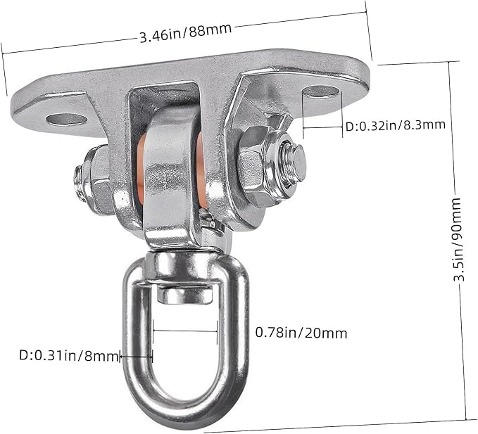 Heavy Duty Swing Hanger Stainless Steel 304 Antirust,1200 lb Capacity 360° Silent Rotation, Playground Porch Swing Set Indoor Outdoor, Patent Design