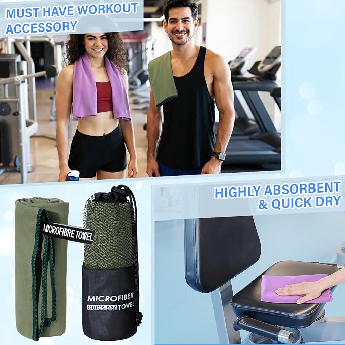 Mindsoft 6 Pack Large Microfiber Gym Towels, 47" x 20" Quick Dry Sweat Towels Super Absorbent Soft Fast Drying Towel Lightweight Towel for Workout, Camping, Backpacking, Beach, Swimming(Fashionable)